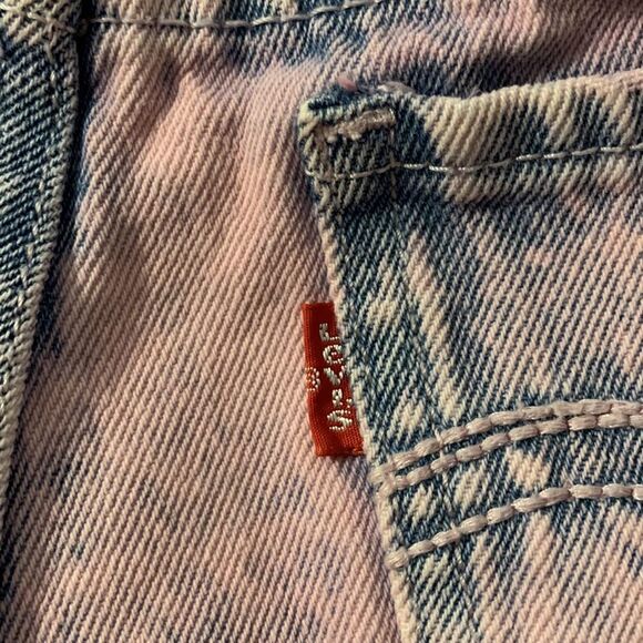Pink Acid Washed Levi Jean Shorts Retro 80’s Girls Size 12 Throwback Distressed - Picture 5 of 7